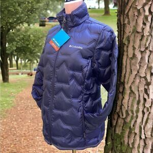 COLUMBIA NWT WOMENS OMNI HEAT SEAL DOWN JACKET COAT THERMAL REFLECTIVE NAVY SM